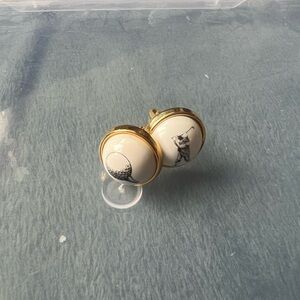 Golf Themed Cufflinks with Gold Trim